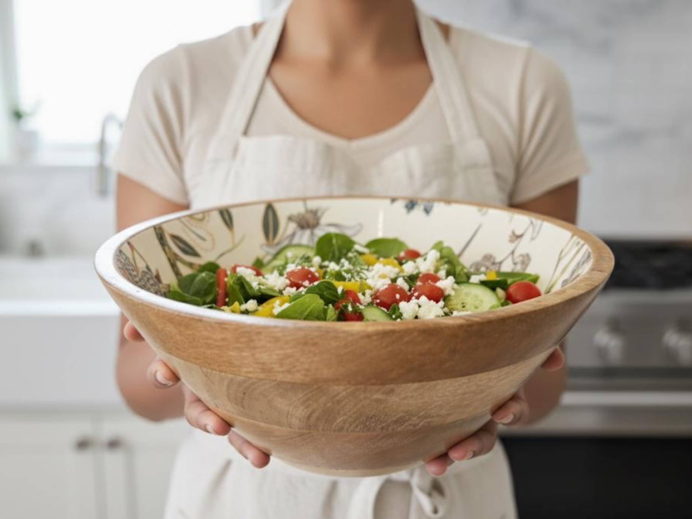 Bohozena - Vendita all'ingrosso Insalatiera - Ciotola da portata in legno di mango Colibrì, ciotola per insalata in legno