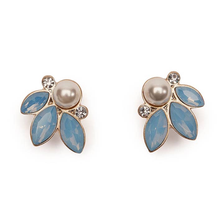 Lovett & Co – wholesale Stud/post earrings – Light Blue Opal Earring: Opal and Pearl Earrings0