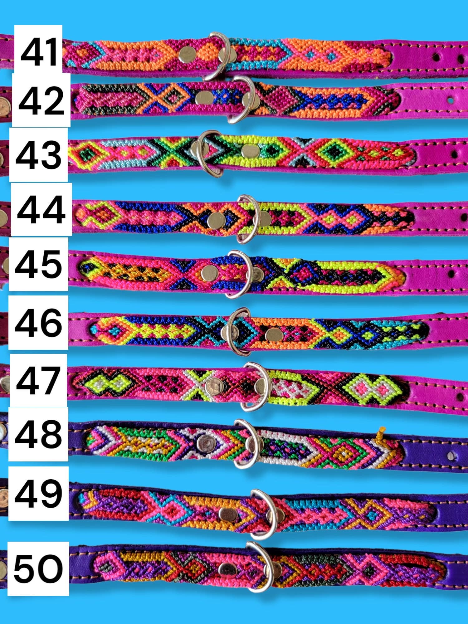 Mom And Pup Co. - Wholesale Halsband - Hond - XS Mexikaanse huisdierhalsband - kleurrijke leren halsband met tribale borduursels6