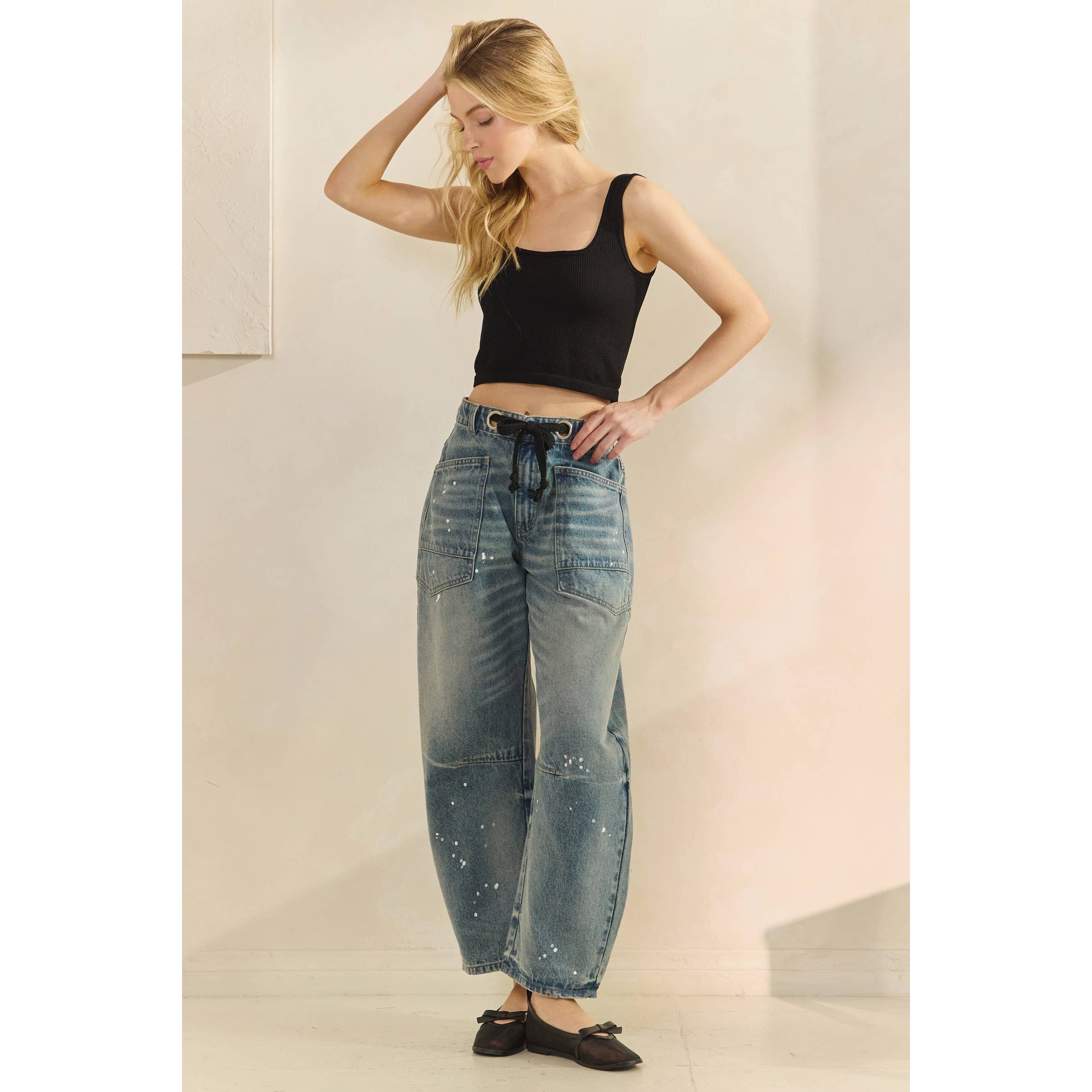 Medium Horseshoe Jeans with Belt Detail for wholesale on Faire2