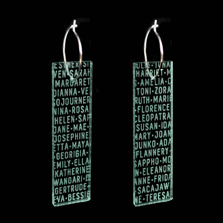 'Women of History' Plank Hoop Earrings - Glass for wholesale by Bold Standard