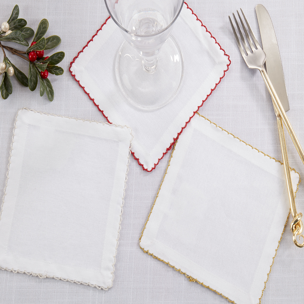 Fennco Styles – wholesale Dinner & cloth napkin – Red Whip-Stitched Edge Cotton Napkin 2