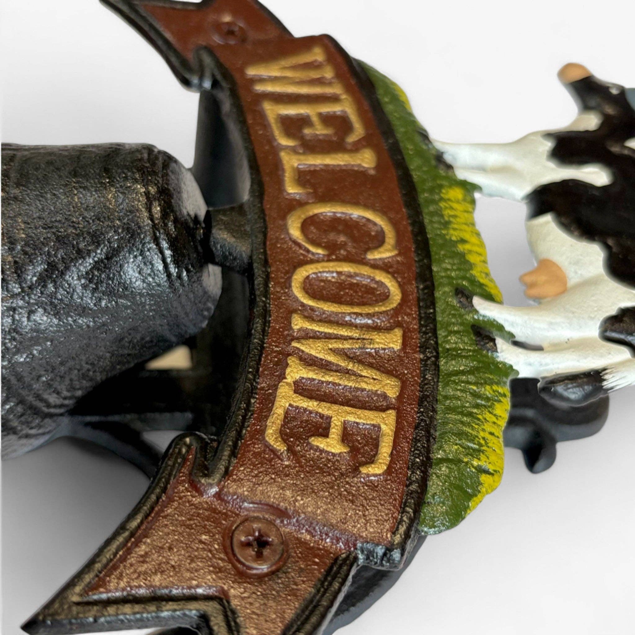 Iron & Blossom - Wholesale Sign - Rustic Cast Iron Cow Welcome Bell Sign, Farmhouse Door Decor1