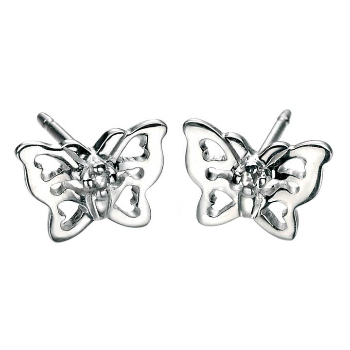 Filigree Butterfly Stud Örhängen med Diamant för wholesale av Gecko Jewellery