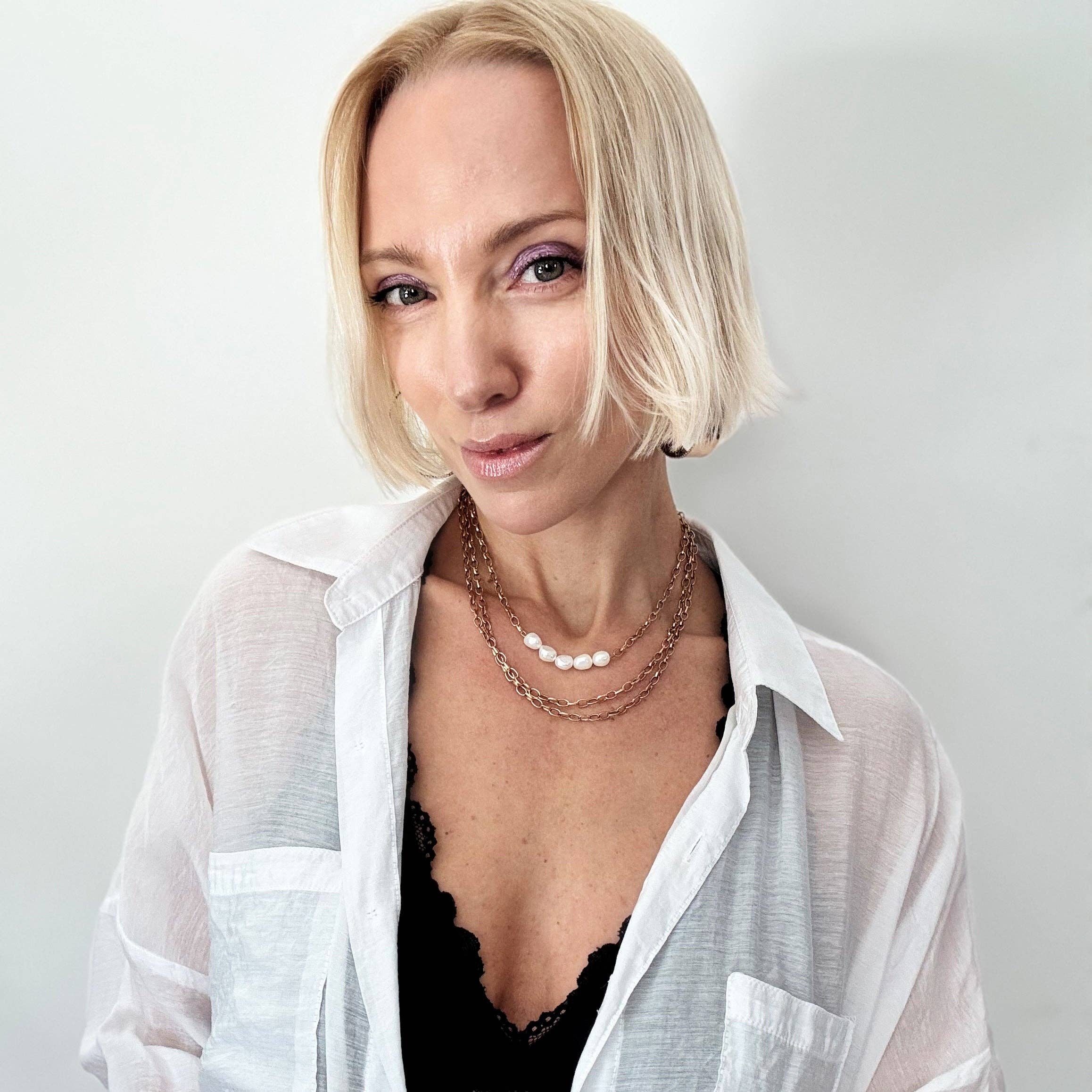 Katia Designs - Wholesale Link & Chain Necklace - Pearl Layering Chain Necklace9