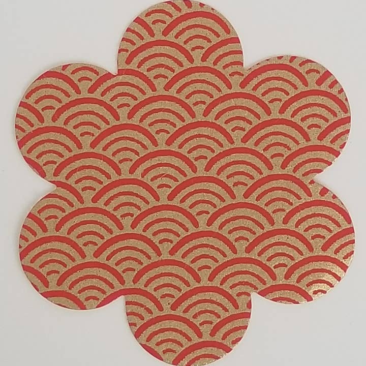 083 Red and Gold Seigaiha Chiyogami for wholesale by Sweet Space Studio