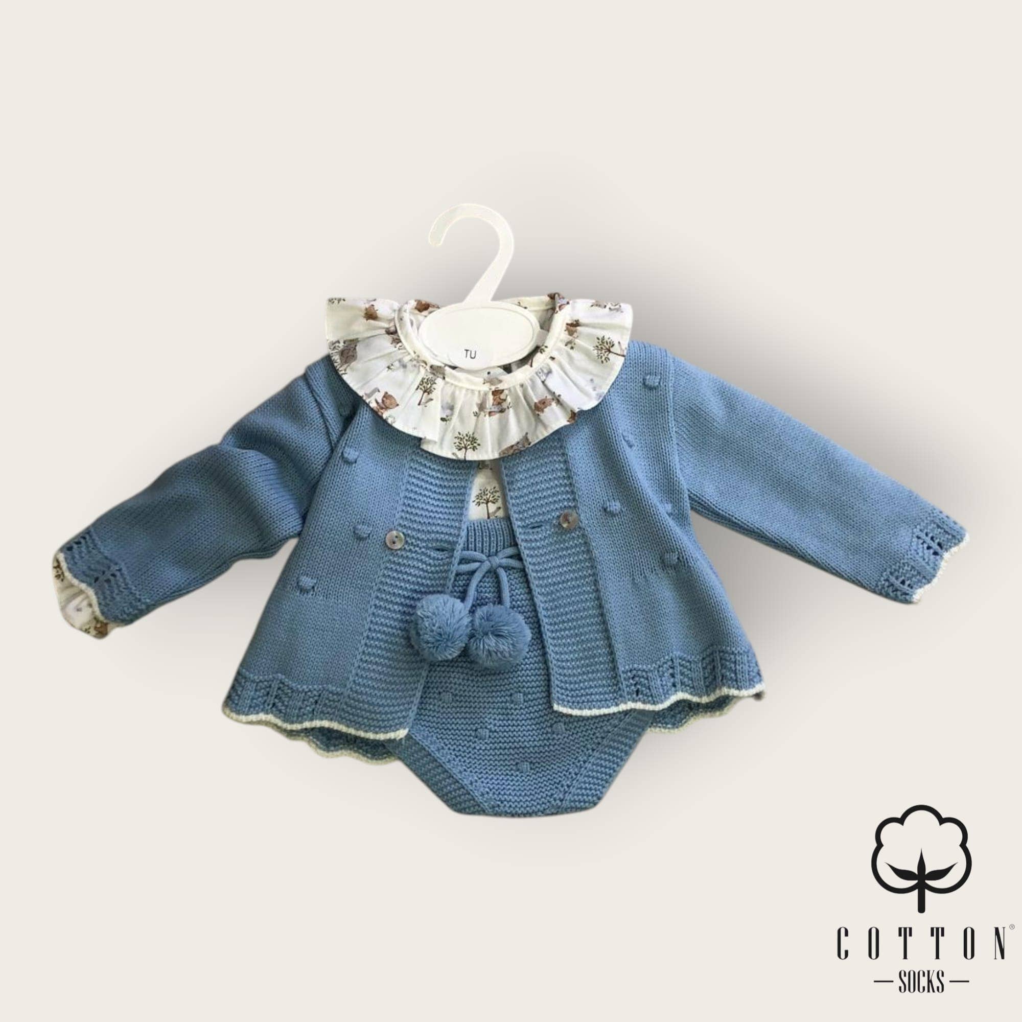 Cotton Socks - Wholesale Clothing Set - Baby - 472 Knit set with shirt + cover + coat1