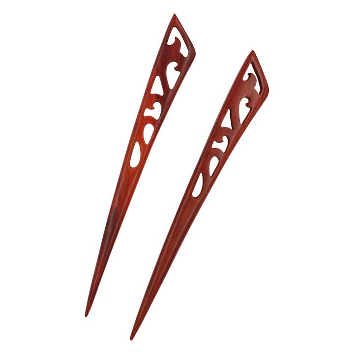 Rote Sandelholz-Haarstäbe für Frauen - 2er Set (Smoke) für den Großhandel von Real Sic