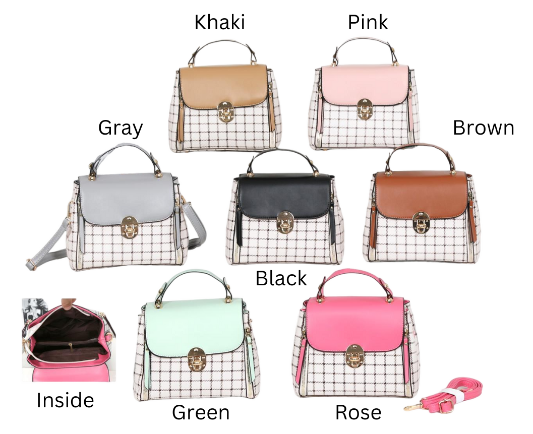 AR New York - Wholesale Crossbody Bag - Women's - 7372 - Plaid Patterned Crossbody Handbag7