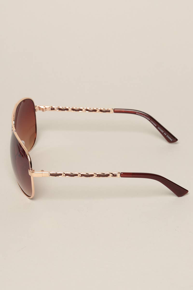  ASSORTED COLOR Women's Chain Detail Aviator Sunglasses for wholesale on Faire10