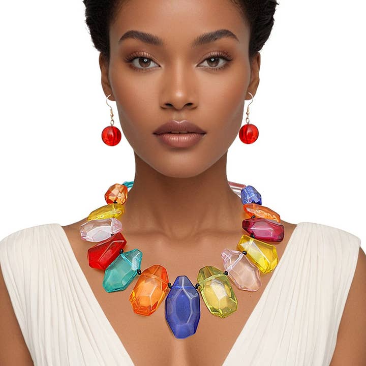 Toggle Chunky Multi Bead Cord Necklace for Women for wholesale by PinktownUSA