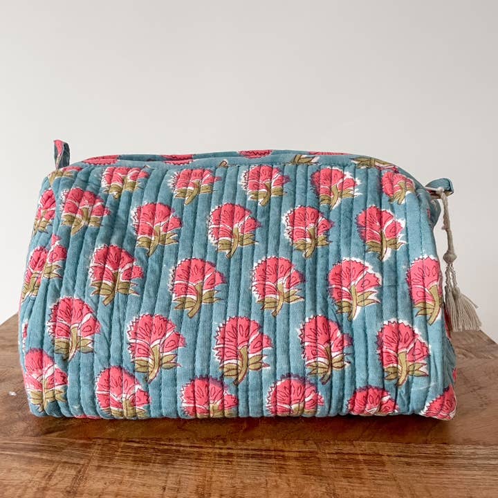 Lake Floral Block Print Pouch for wholesale by Kalyana Textiles