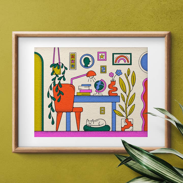 Mysig skrivbord – 10 x 8″ konsttryck för wholesale av Bailey Crouch Illustration