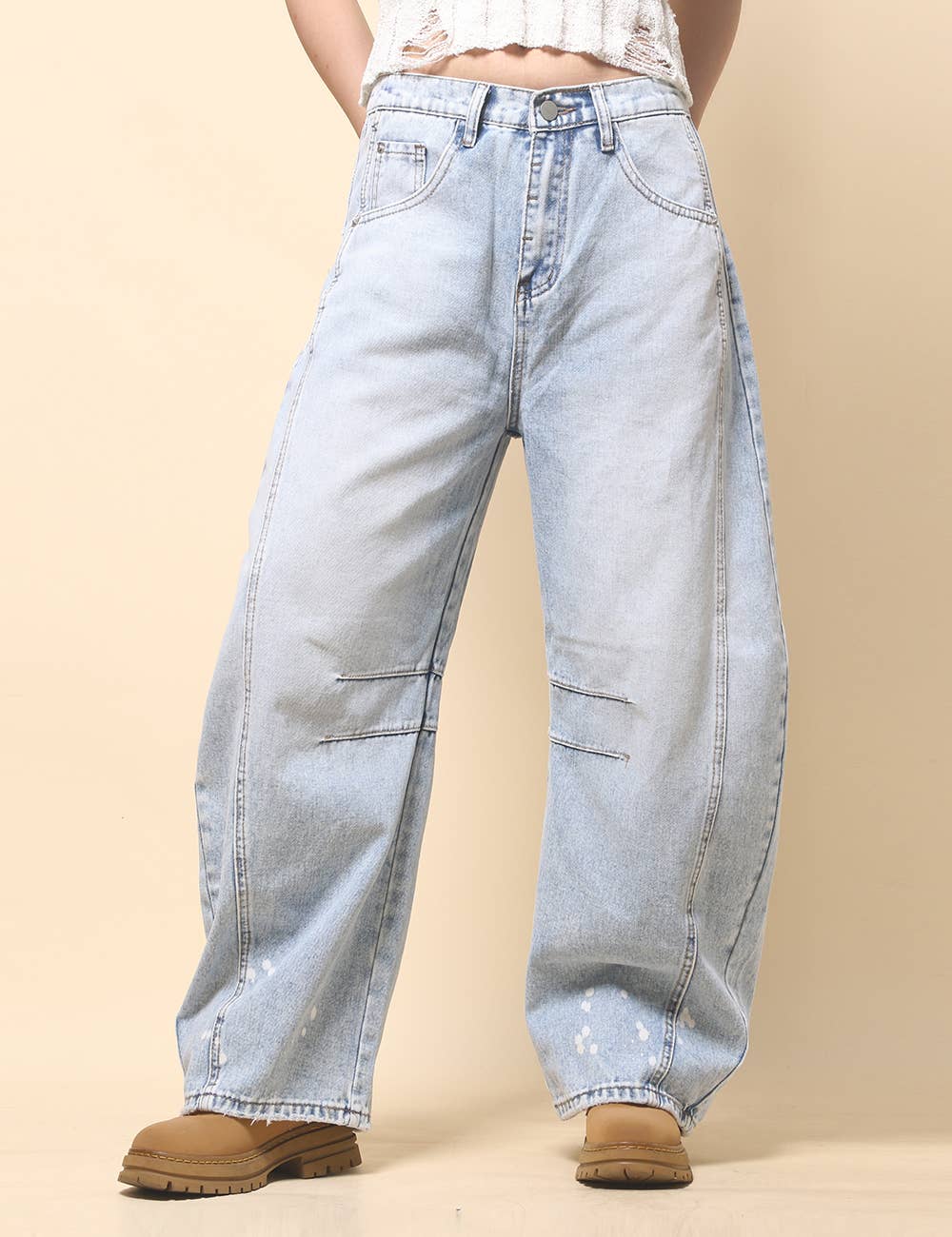 Sweetkama – Engroshandel Jeans - Dame – Damejeans med høj talje og vide ben i tøndeform, Barrel Denim SKP52215