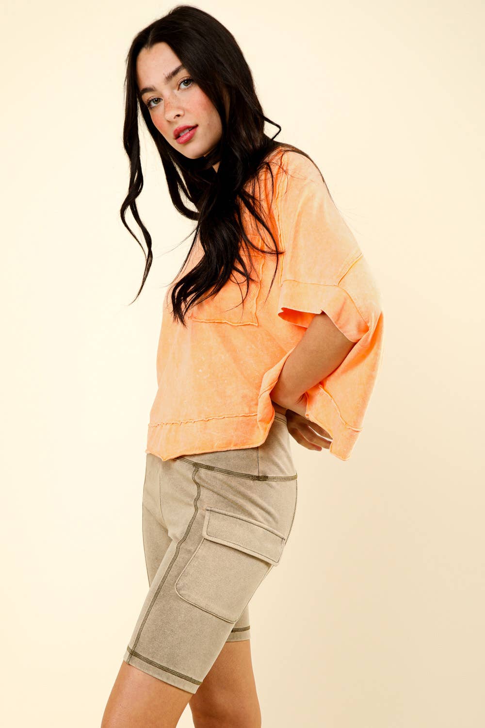 VERY J – Engroshandel Shorts – Kvinder – NP70303-vaskede bløde strikkede Cargo cykelshorts10