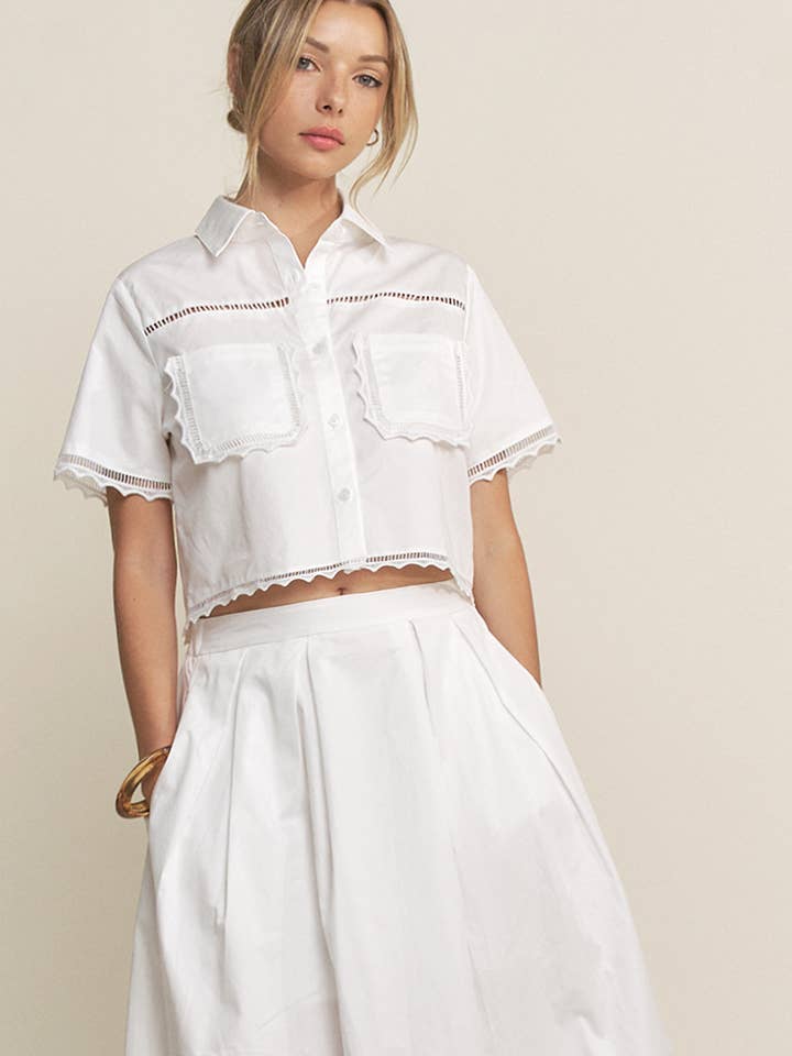 HSET0119-ENSEMBLE CHEMISE ET JUPE AVEC DÉTAIL EN DENTELLE-LOT INCOMPLET pour la vente par Hersy