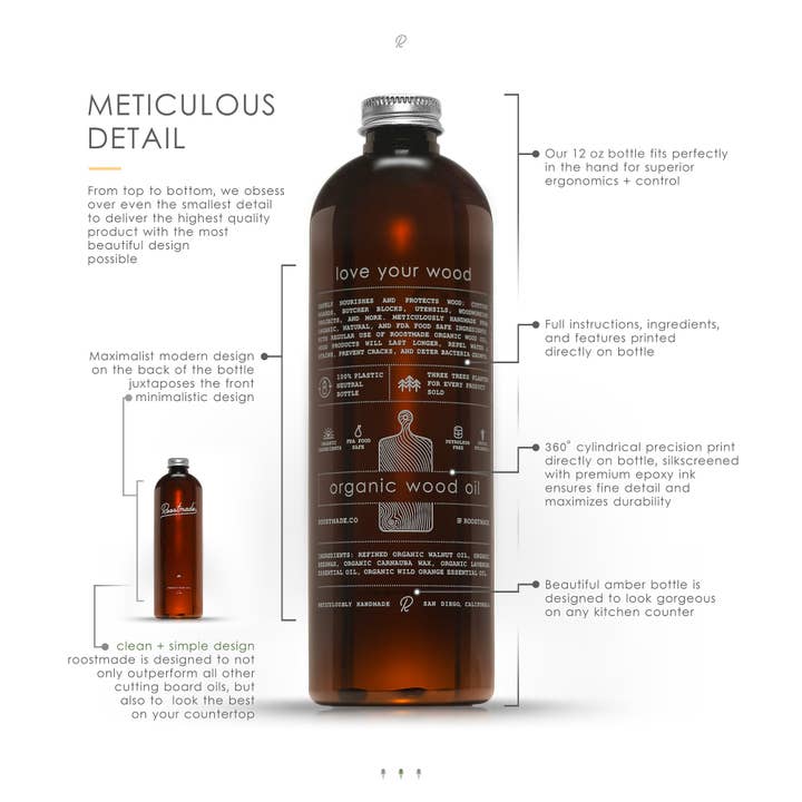 Roostmade Co. - Wholesale Cutting Board - Organic Wood Oil For Cutting Boards and Woodworking - 12 oz3