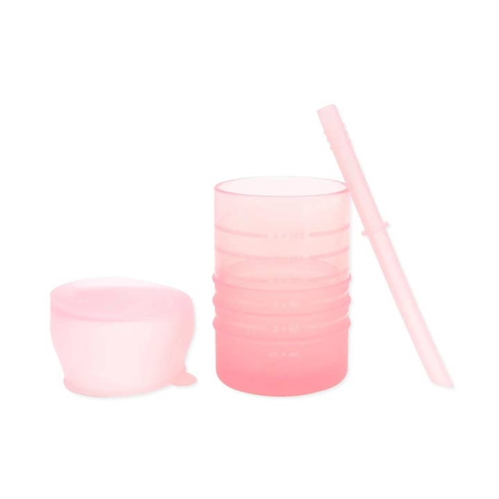 Silicone Straw Cup with Lid: Pink for wholesale by Bumkins