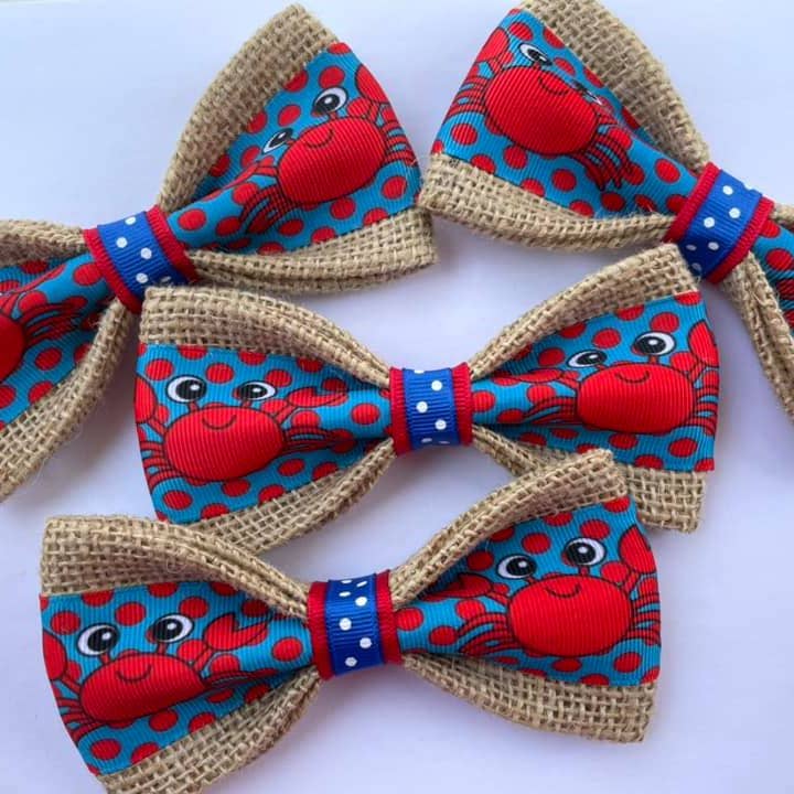 DOG BOW TIES - Wholesale Pet Bow Tie - Dog - Red Crabs Polka Dot Blue