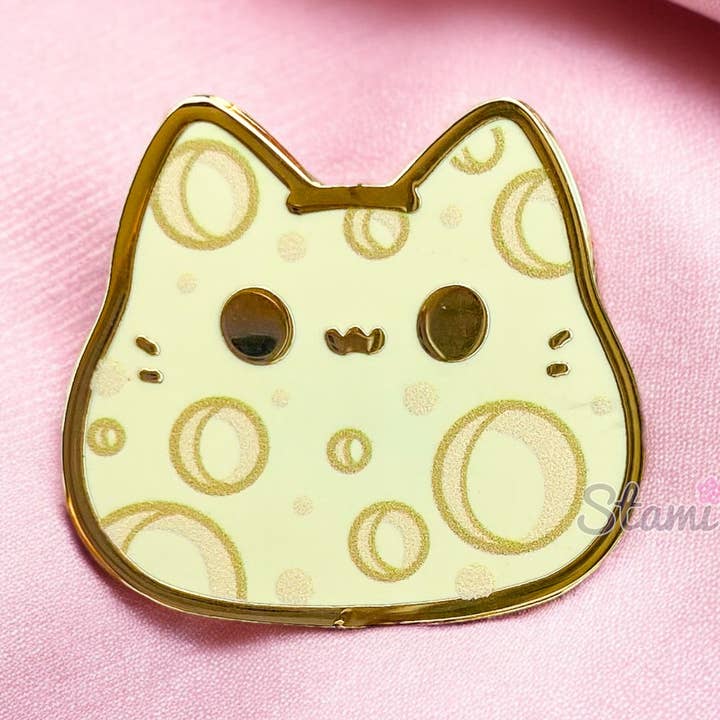 Moon Kitty Bean Pin for wholesale by Stami Studios