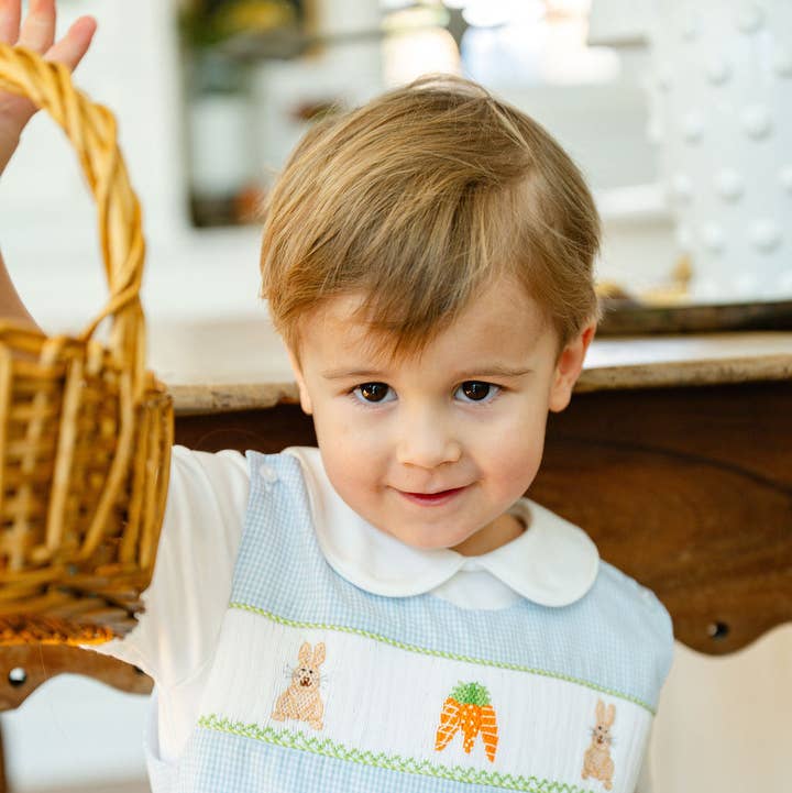 Ruth and Ralph - Wholesale Jumpsuit - Baby - Easter Bunny and Carrots Smocked Benjamin Jonjon