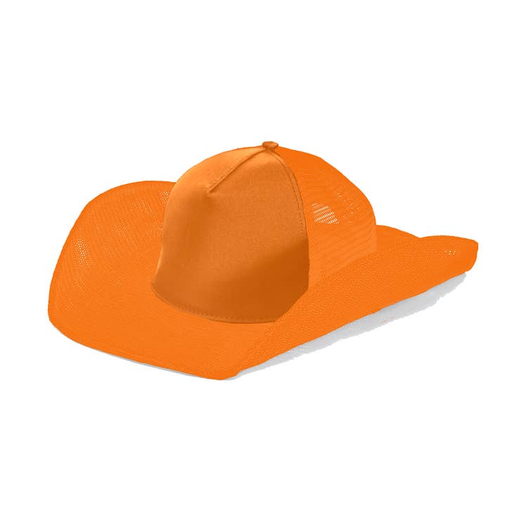 Cowboy Snapback - Wholesale Cowboy Hat - Unisex - BLAZE ORANGE COWBOY SNAPBACK: 5 PANEL - BLANK