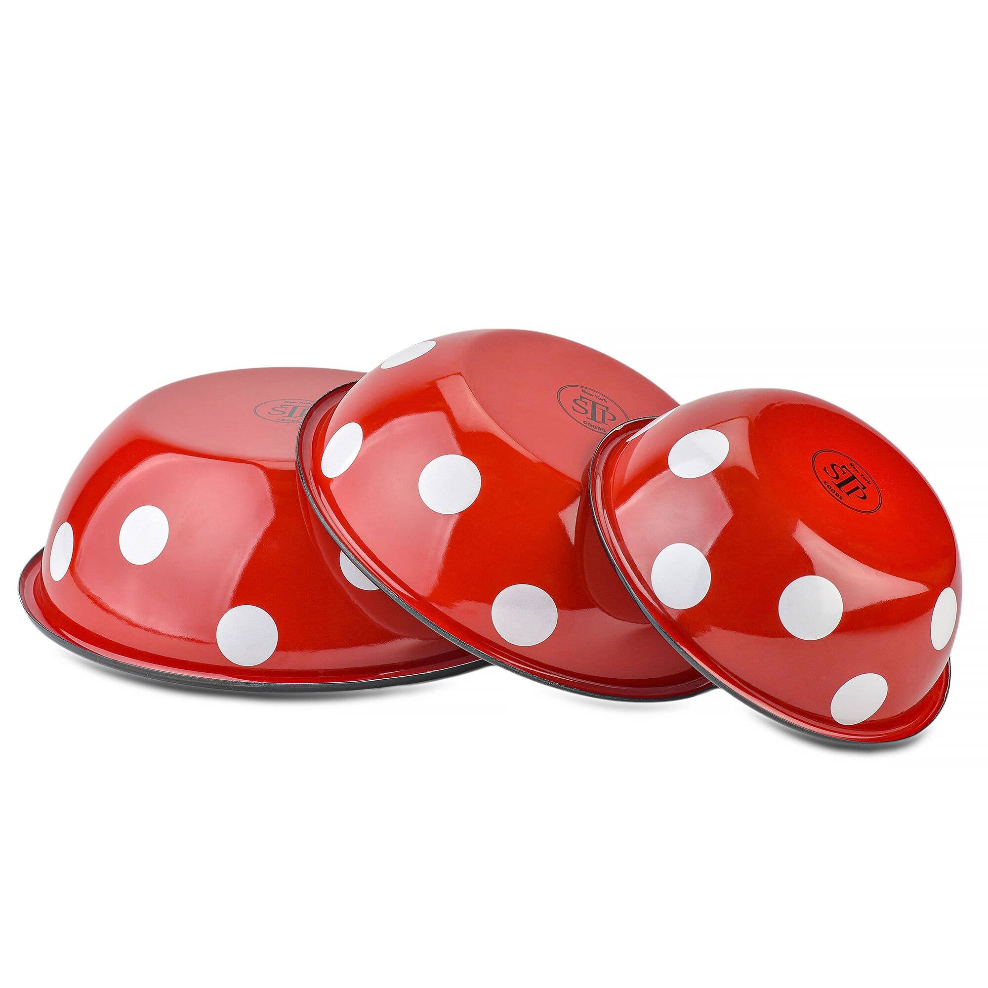 STP - Wholesale Bowl - Polka-Dot Enamel Steel Bowl Set of 3 (1.6+2.7+4.2-qt)5