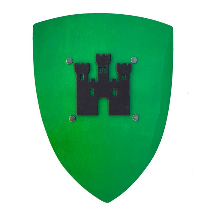 Grüner Kamelot-Schild mit schwarzem Schloss, groß – ST657 für den Großhandel von KALID MEDIEVAL