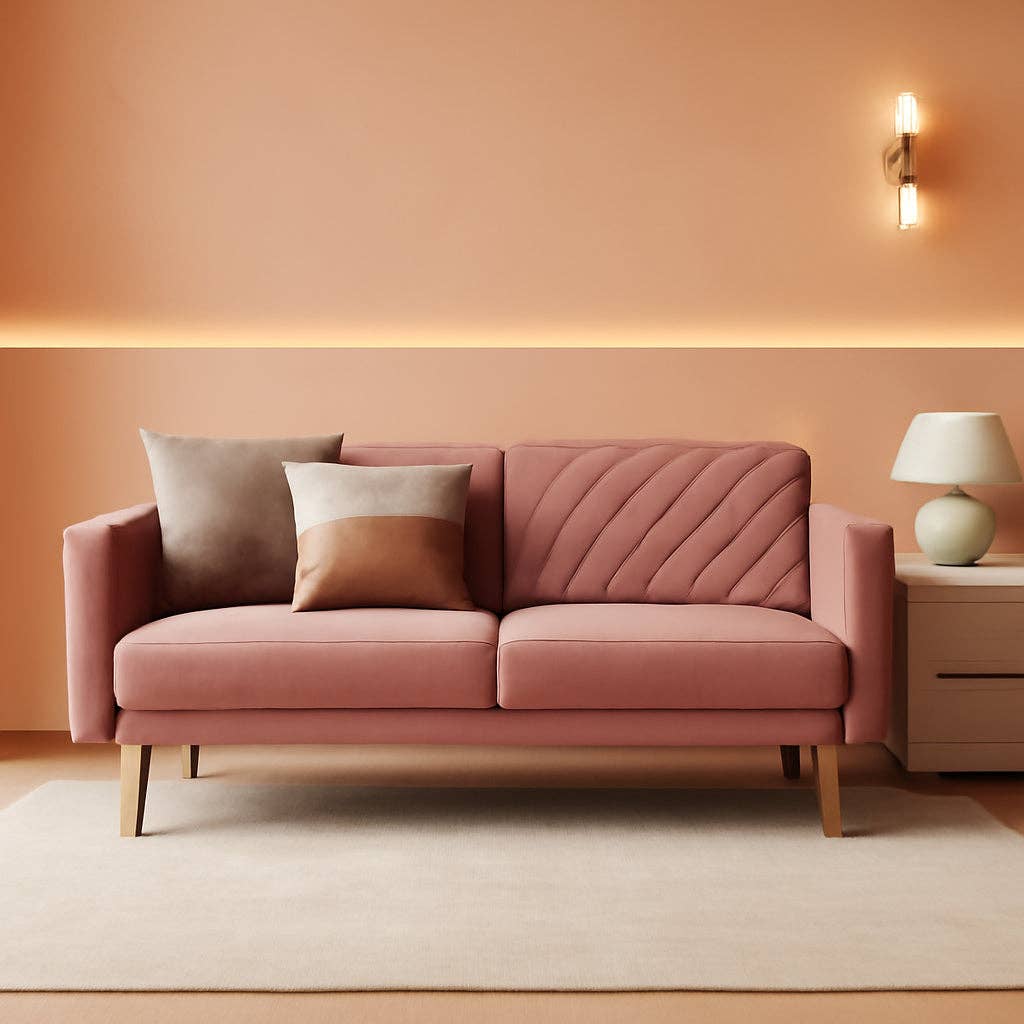  Old Rosa Red Velvet Chloe Futon Sofa Bed With Adjustable Back And Tapered Legs for wholesale on Faire0