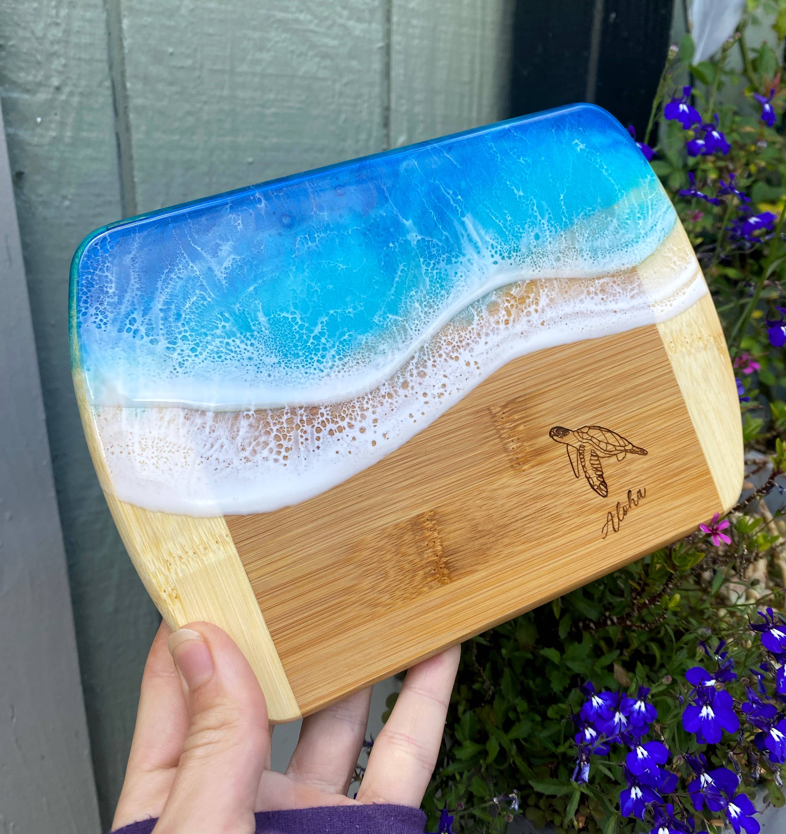 TBM Creations LLC - Wholesale Cheese Board - TURTLE Aloha Charcuterie board | Maui made Serving board9