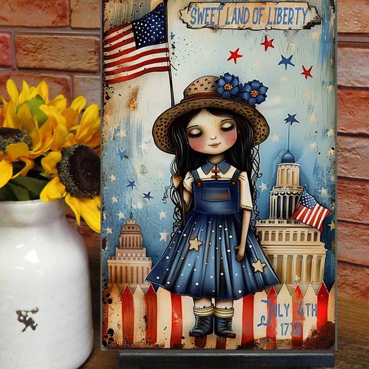 Bad Bunny Designs - Wholesale Sign - Sweet Land of Liberty Girl Metal Sign