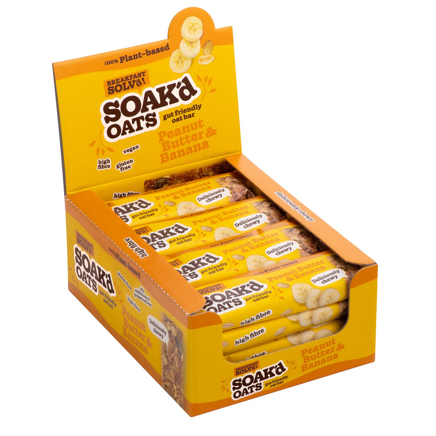 SOAK'd OATS - Vendita all'ingrosso Barrette - Confezione di barrette al burro di arachidi e avena alla banana (x16)1