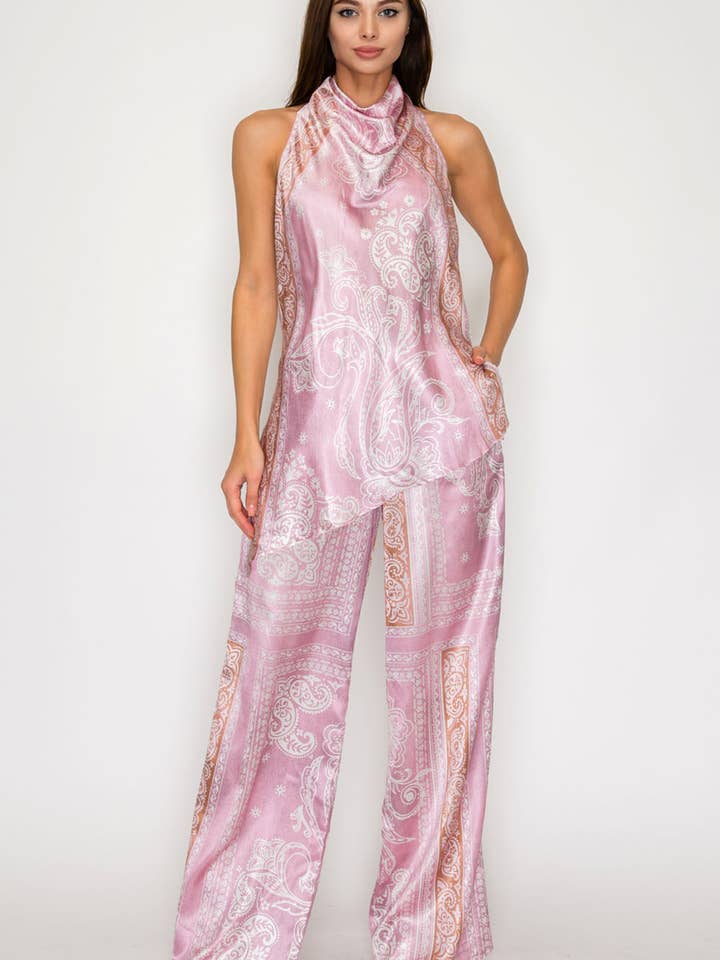 BT6390-SET_Paisley Halter Top & Wide-Leg Pants Set for wholesale by Her Bottari