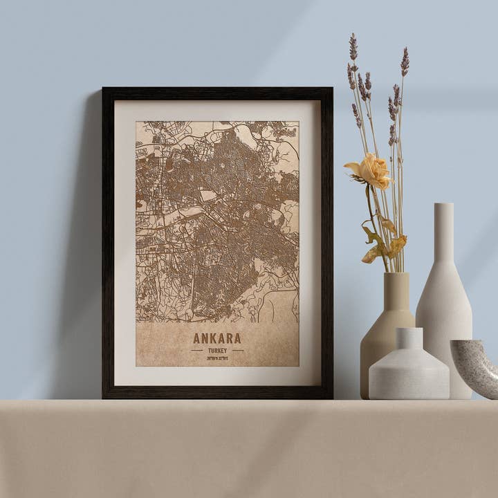 Mapa De Ankara, Turquía, Grabado En Madera. para venta al por mayor de Kustwood
