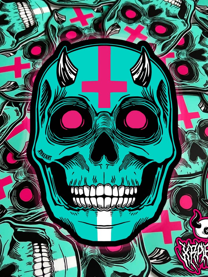 Creep Jackal Skull Vinyl Sticker for wholesale by XRAEART Clothing Co