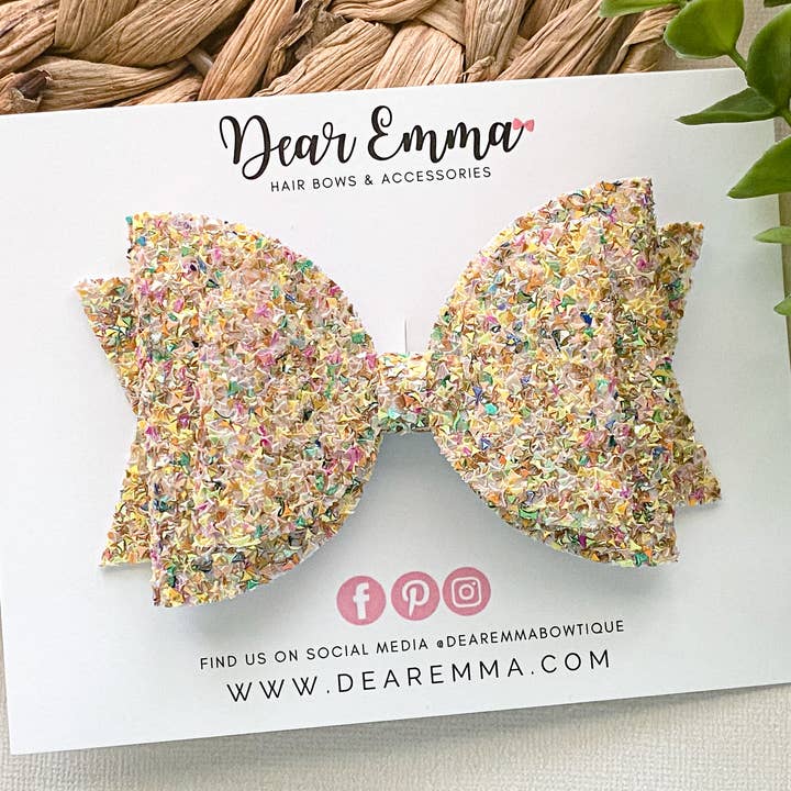 Sandcastle Sequin - Chunky Glitter Bow for wholesale by Dear Emma