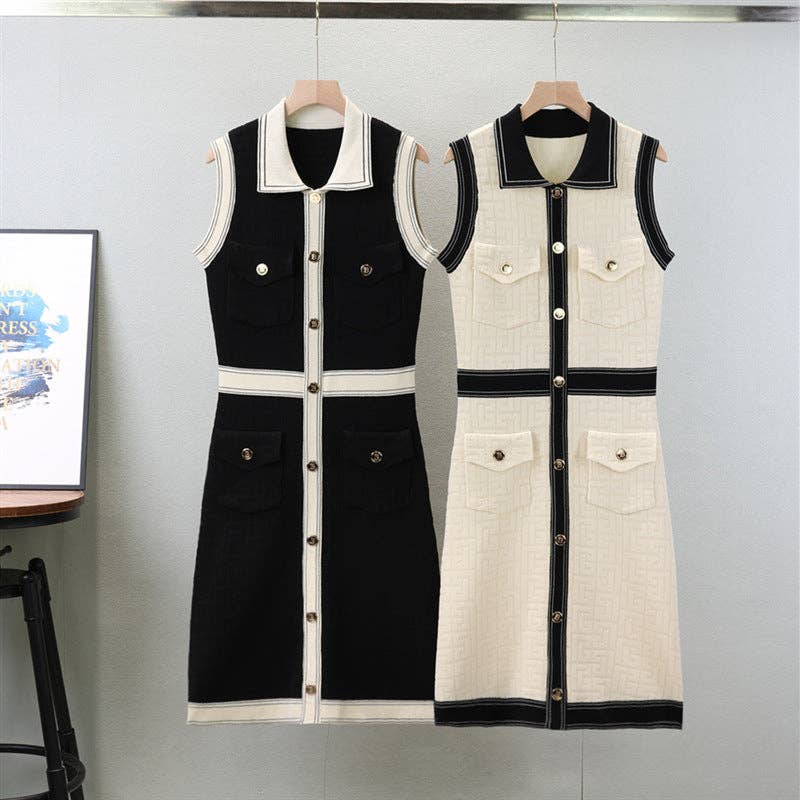 Marayn - Wholesale Dress - Women's - Chic Colorblock Knit Dress Summer ALine Style11