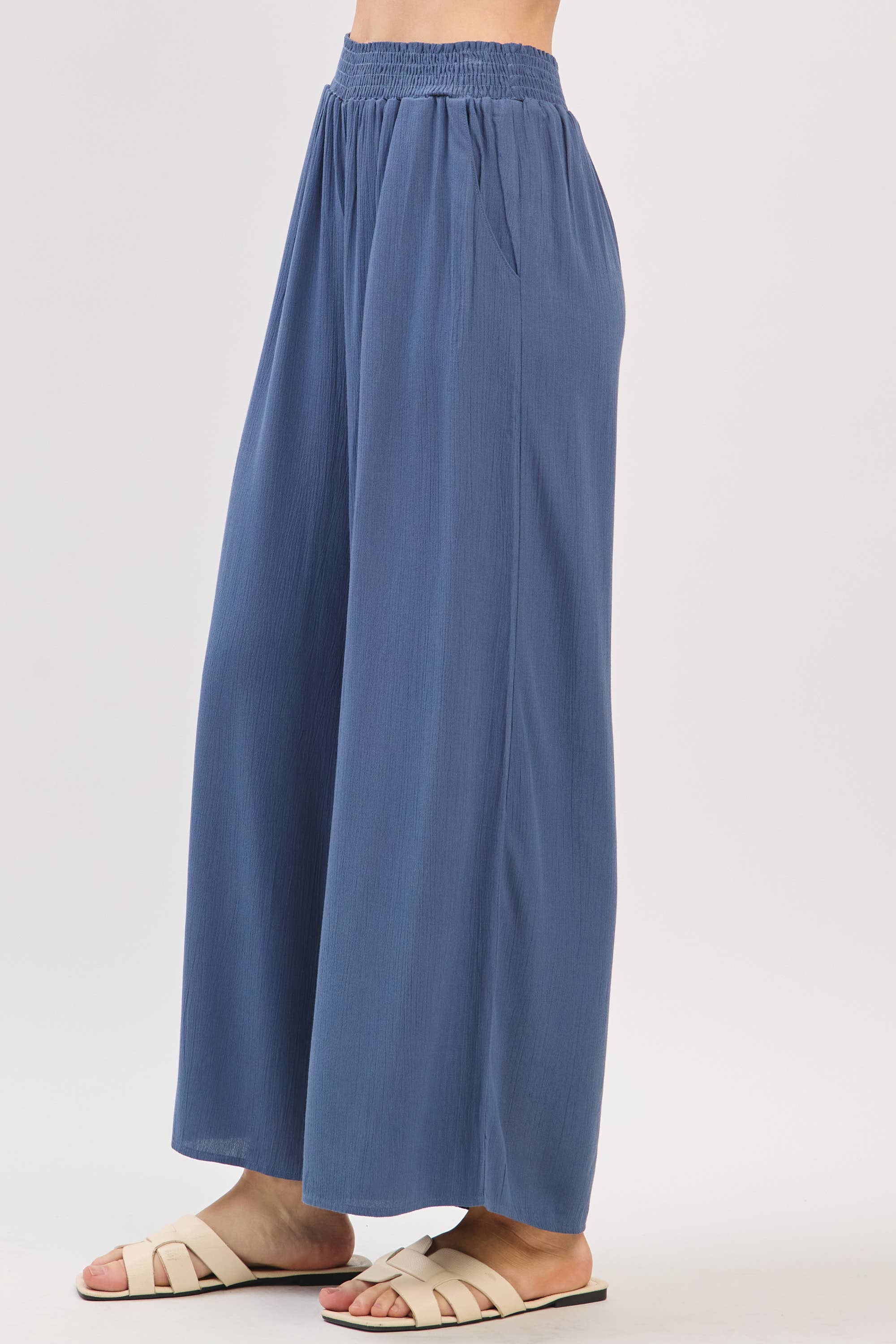 Final Touch - Wholesale Pants - Women's - Waist Smocked Wide Leg Pants - VLP70000311