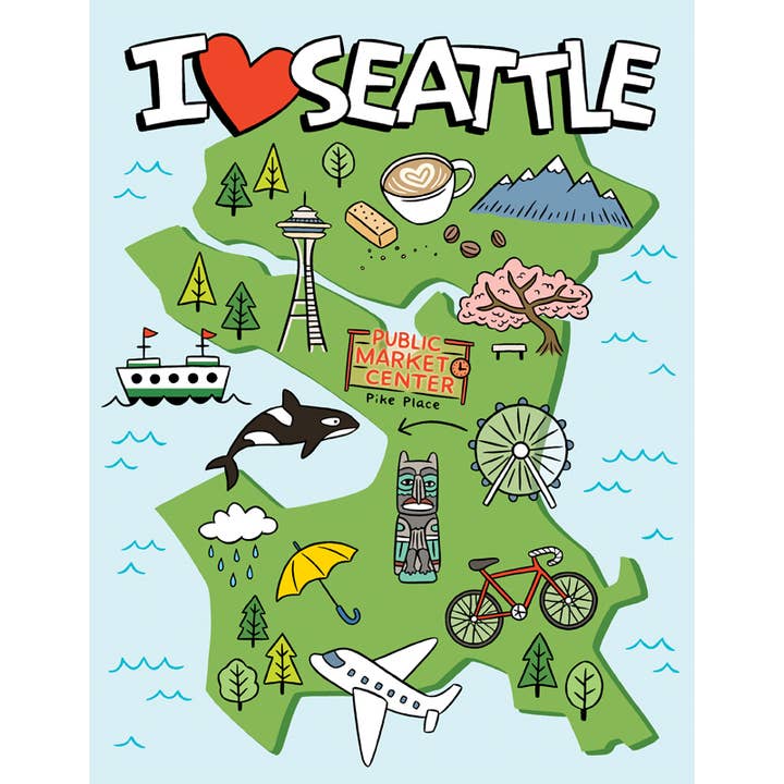 I Heart Seattle Map Cards - Boxset for wholesale by THE FOUND