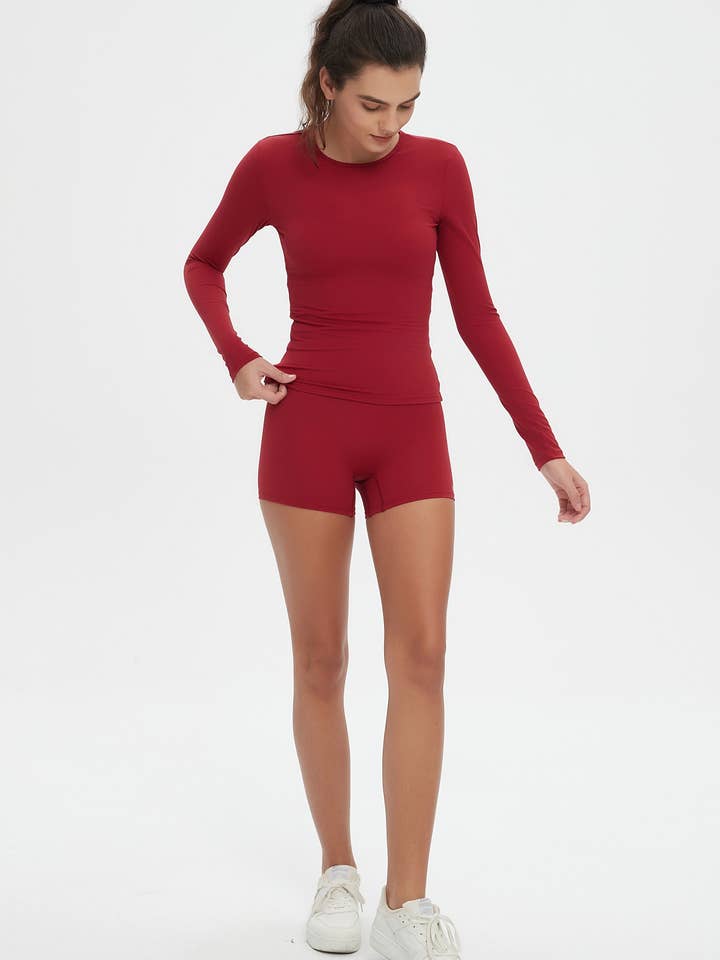 Mantra Active - Wholesale Activewear Set - Women's - Abigail Long Sleeve Top & High Waist Shorts Activewear Set9