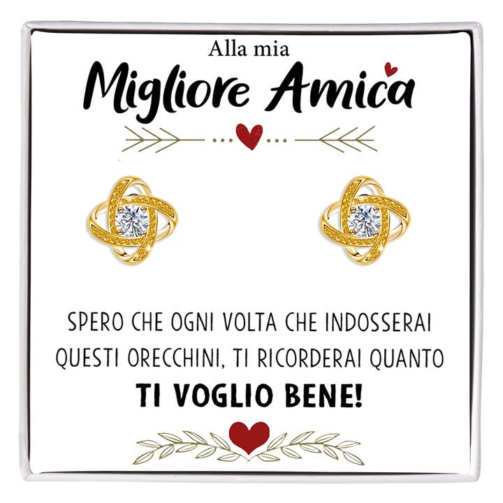 Knoopoorbellen met Steen in Chirurgisch Staal - Voor mijn beste vriendin voor wholesale door DINAWeb Srls