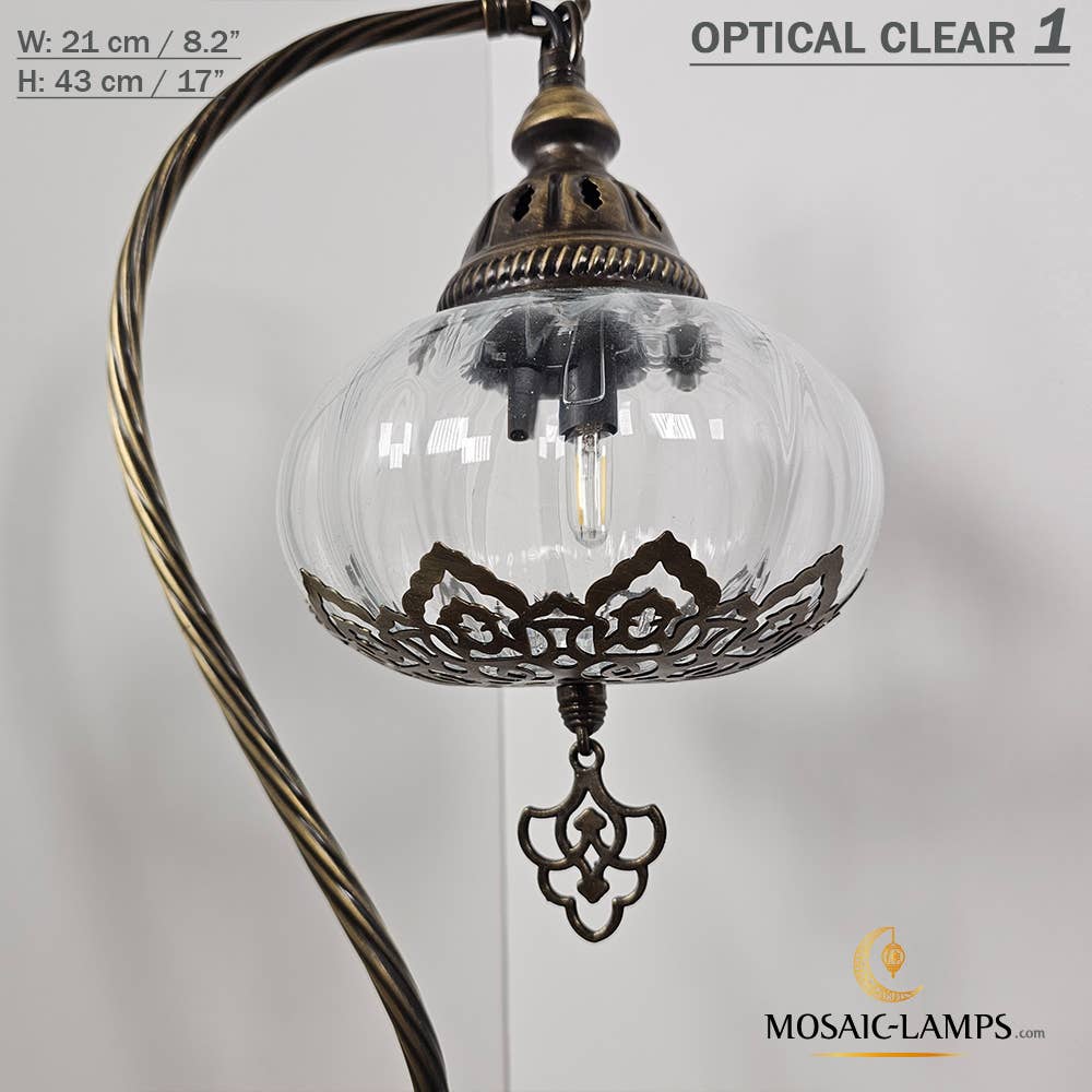 Mosaic Lamps - Vente Lampes d'appoint/de bureau - Lampe de table en verre clair à col de cygne, 8 modèles différents - Ottoman Gooseneck13