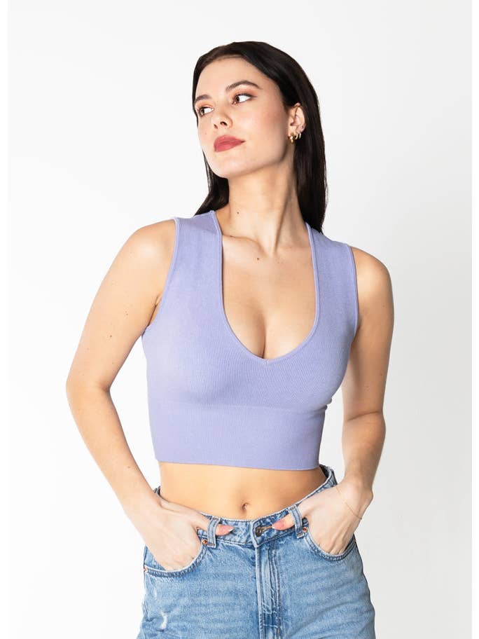 C'est Moi Clothing Co - Wholesale Knit Top - Women's - Bamboo Deep V Rib Top- CEBT1002