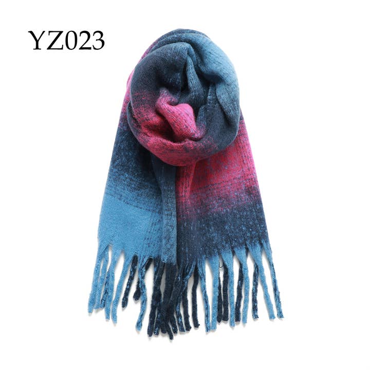 Adorro - Wholesale Scarf - Women's - Soft Chunky Oblong Multi Color Plaid Fleece Scarf9