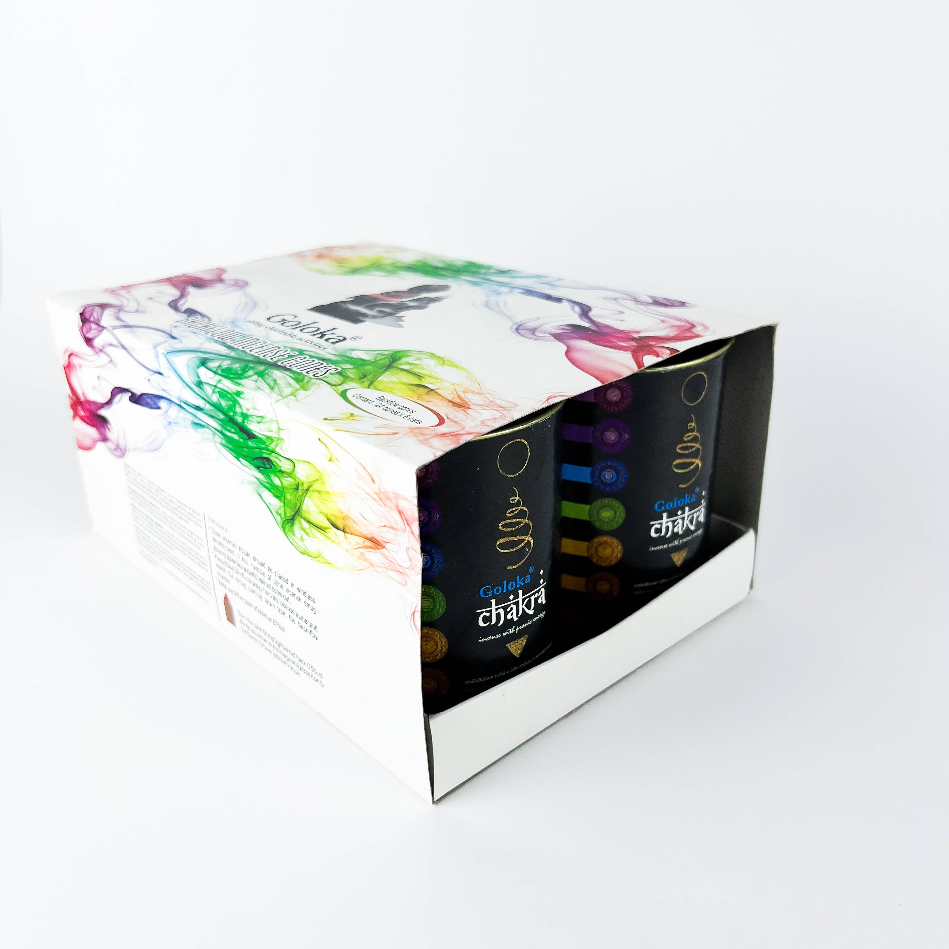 GREENROOTS USA LLC - Vendita all'ingrosso Incensi - Coni di incenso Goloka Chakra Backflow, confezione da 24 coni, confezione da 61