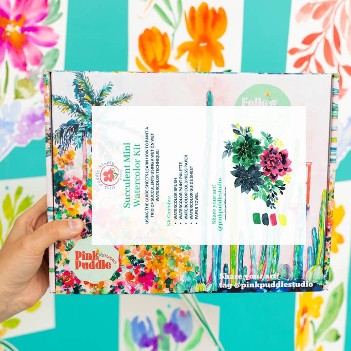 Pink Puddle Studio - Wholesale DIY Craft Kit - Succulent Painting DIY Watercolor Craft Kit6