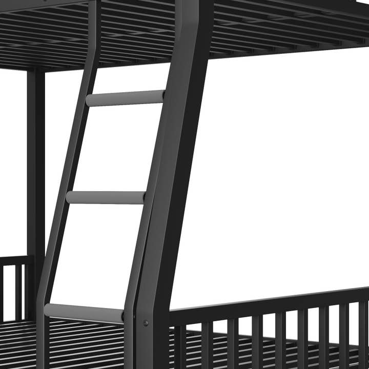 39F Inc. - Wholesale Bed - Full XL Over Queen Metal Bunk Bed with Ladder, Black15