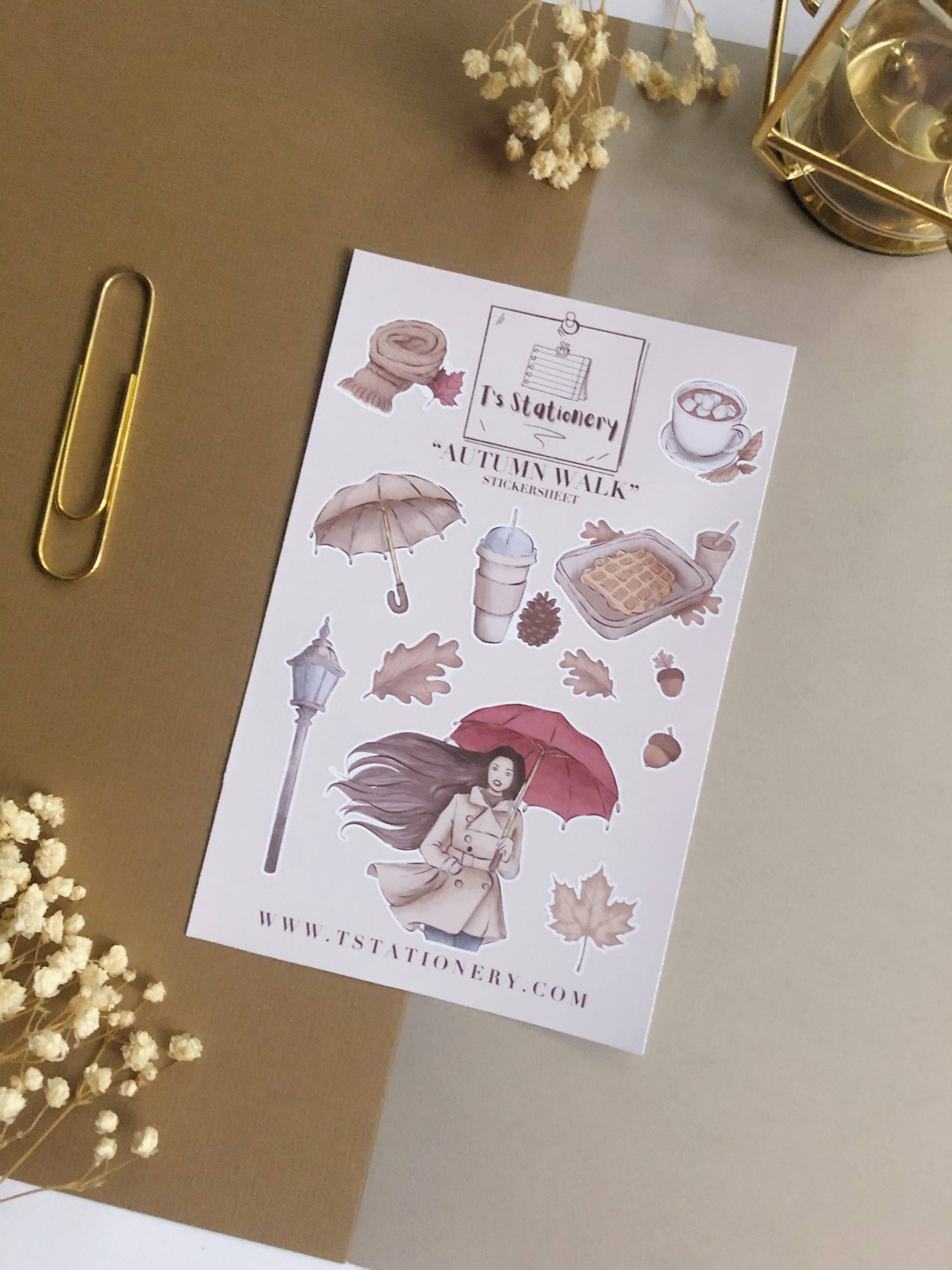 T's Stationery - Wholesale Sticker - "Autumn Walk" Sticker Sheet1