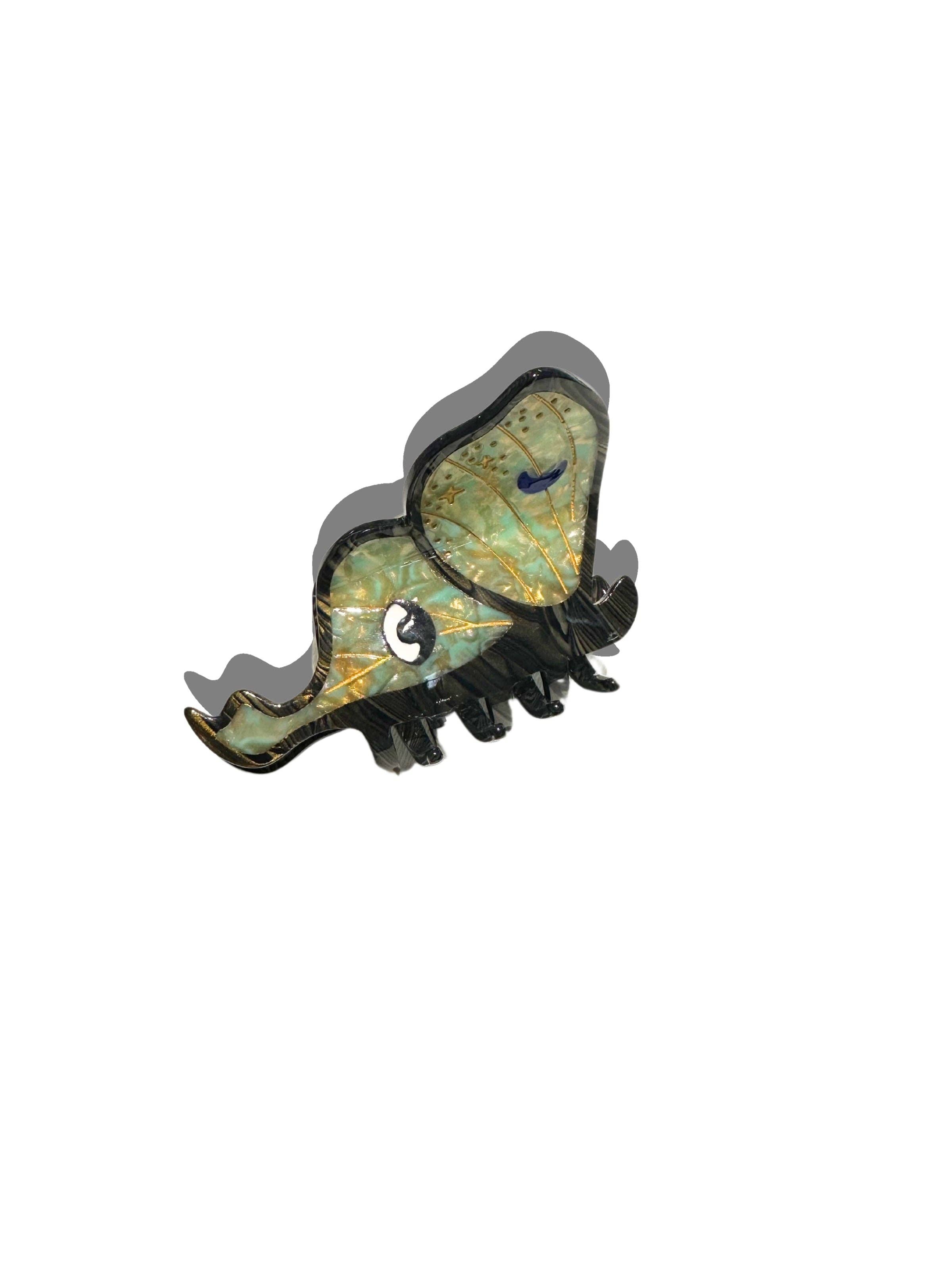 Green Hand-painted Luna Moth Claw Hair Clip | Eco-Friendly for wholesale on Faire2