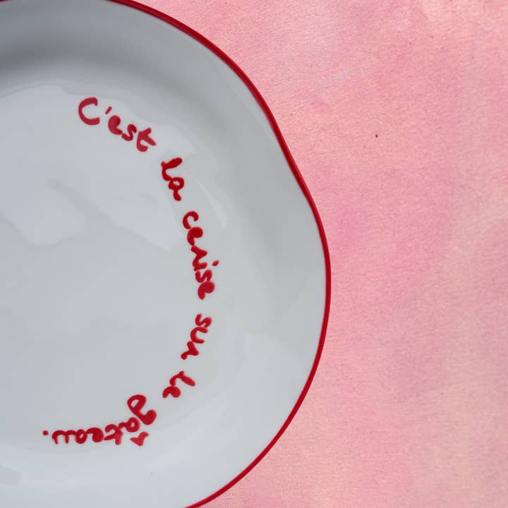 MÆGEN - Wholesale Dinner Plate - NEW Statement Plate - 'C'est la cerise sur le gateau'1